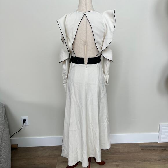 SELF-PORTRAIT Women's Monochrome Asymmetric Wrap Dress Size 2 In White - Picture 3 of 12